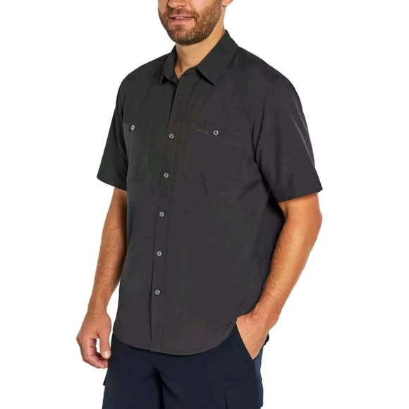 Orvis Short Sleeve Charcoal Gray Button Down Tech Shirt Size Medium - Picture 4 of 7